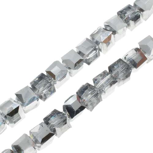 4mm crystal beads half silver plate 16" — plated finish, ideal for jewelry making and beadwork
