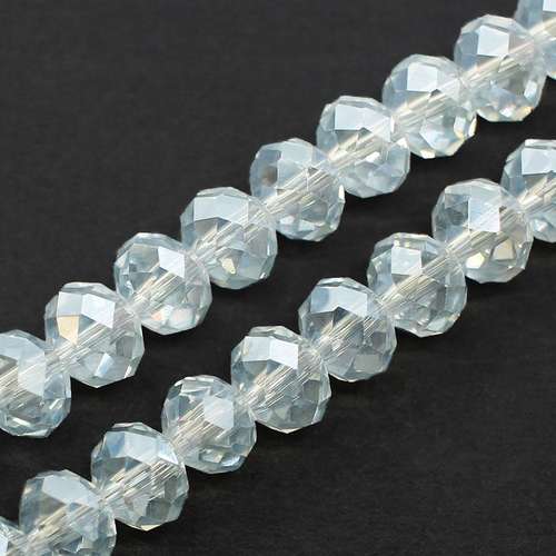 8mm crystal beads hint of blue, pack of 70 — faceted for jewelry making and beadwork