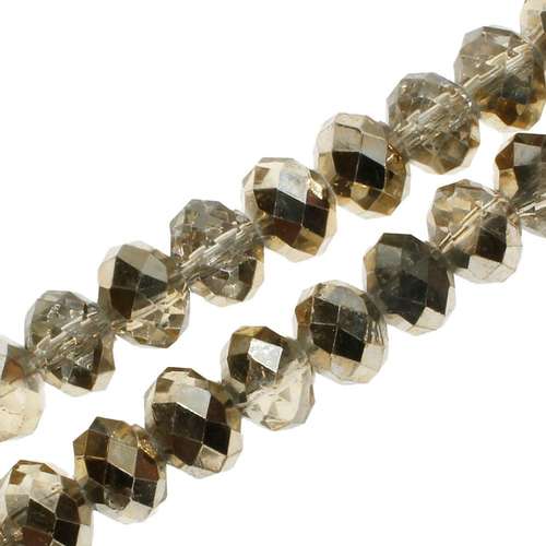 8mm crystal beads light gold mirror, pack of 70 — faceted for jewelry making and beadwork