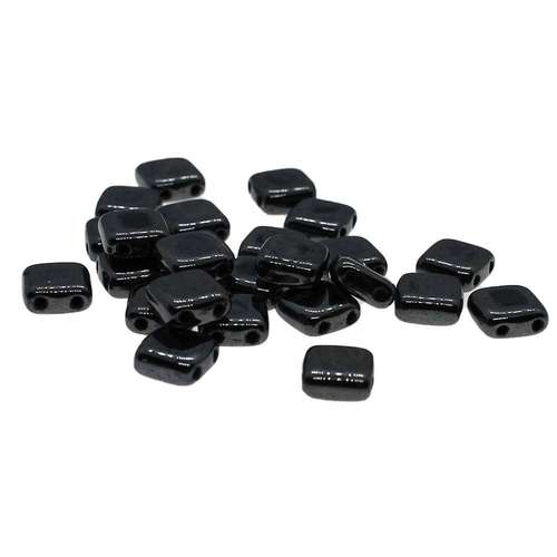 6mm Czech glass glass beads hematite — pack of 25, high-quality two-hole beads ideal for jewelry making, bead weaving, and crafts
