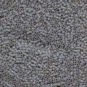 size 11 Miyuki Delica seed beads matt light grey ab db882 5g — 5g pack, premium Japanese cylinder beads perfect for bead weaving, embroid…