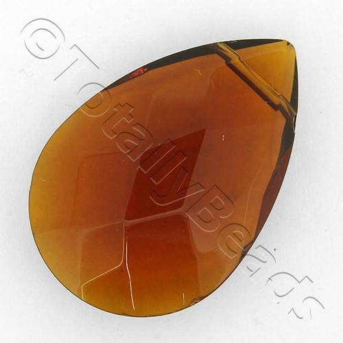 Glass Pendant Facet Drop 24mm - Dark Amber