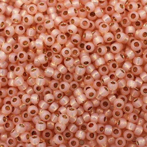 Toho Size 8 Seed Beads 10g - PF Silver Line Milky Peach