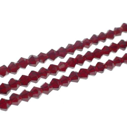 4mm crystal bicone beads dark red — faceted for jewelry making and beadwork