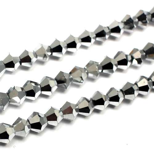 5mm crystal bicone beads silver — plated finish, ideal for jewelry making and beadwork