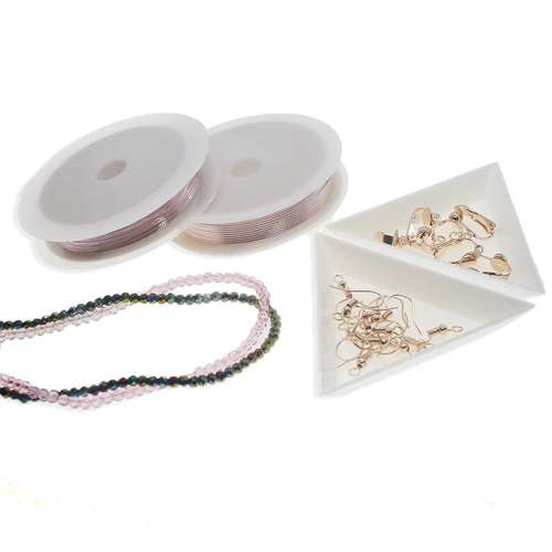 Wire Wrapped Shaped Earrings bundle pink rainbow earring making kit — DIY set with beads and instructions for creating handmade jewelry