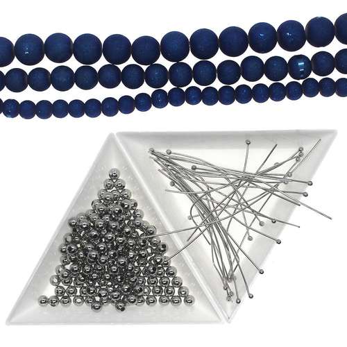 Wrapped Loops kit blue jewelry making kit — DIY set with beads and instructions for creating handmade jewelry