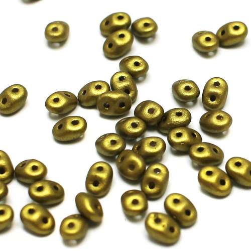 10g Czech glass Rulla beads matte met. aztec gold — two-hole beads for jewelry making and bead weaving