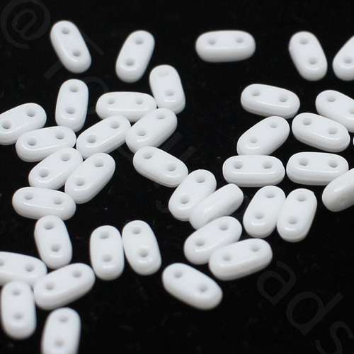 6mm Czech glass glass beads white — pack of 7, high-quality two-hole beads ideal for jewelry making, bead weaving, and crafts
