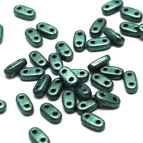 6mm Czech glass glass beads metallic suede light green — pack of 7, high-quality two-hole beads ideal for jewelry making, bead weaving, a…