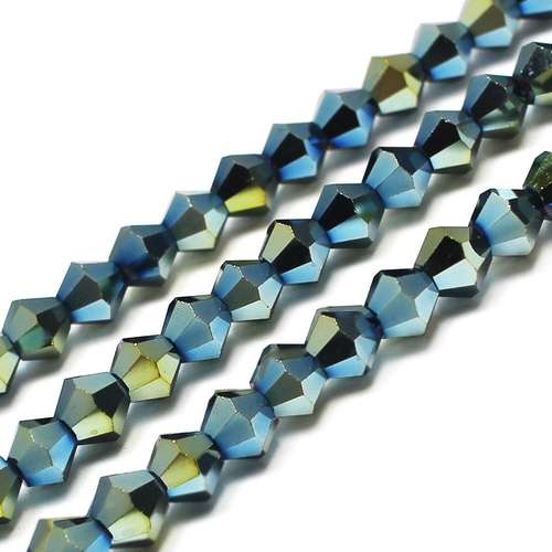 8mm crystal bicone beads green iris — faceted for jewelry making and beadwork
