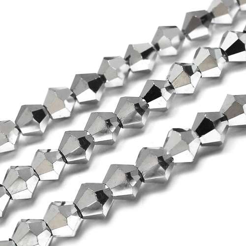 8mm crystal bicone beads silver plate — plated finish, ideal for jewelry making and beadwork