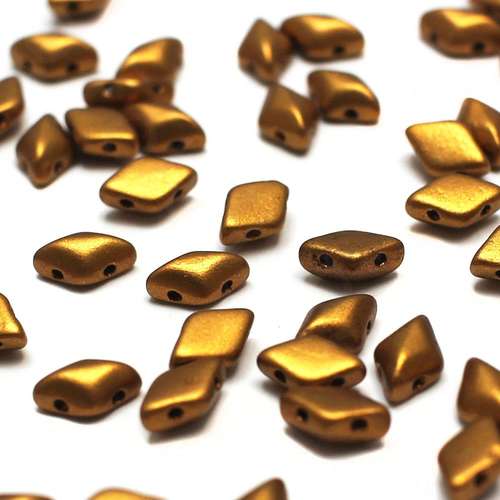 8x5mm 10g Czech glass Rulla beads matt met antique gold — two-hole beads for jewelry making and bead weaving