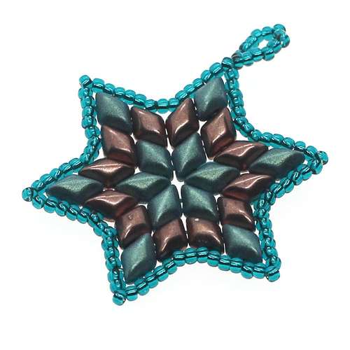 Gem Duo Star Pendant Bead Bundle bronze teal jewelry making kit — DIY set with beads and instructions for creating handmade jewelry