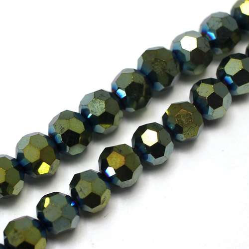 8mm crystal beads green iris — faceted for jewelry making and beadwork