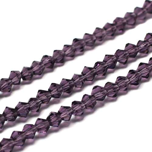 3mm crystal bicone beads dark purple — faceted for jewelry making and beadwork