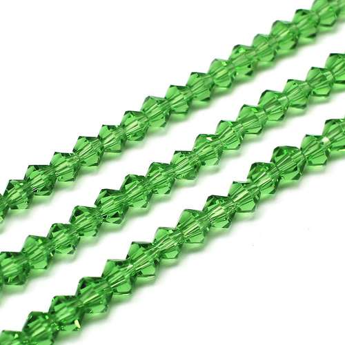 4mm crystal bicone beads green — faceted for jewelry making and beadwork
