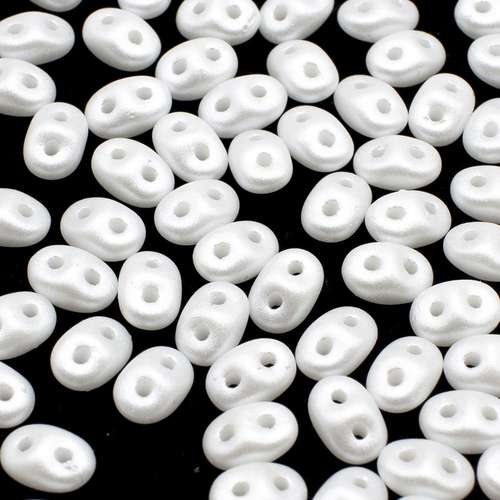 10g Czech glass Rulla beads pastel white — two-hole beads for jewelry making and bead weaving