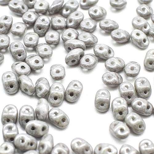 10g Czech glass Rulla beads luster white grey — two-hole beads for jewelry making and bead weaving
