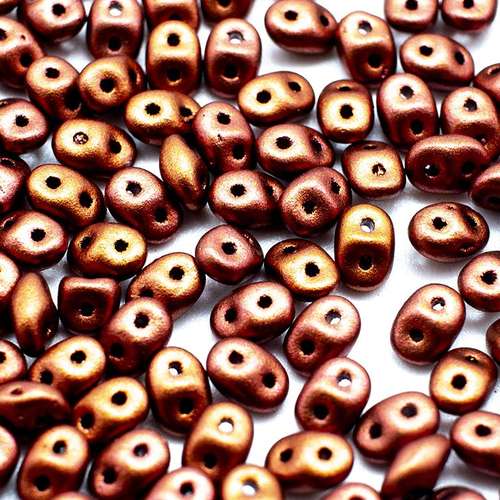 10g Czech glass Rulla beads matte met. dark copper — two-hole beads for jewelry making and bead weaving