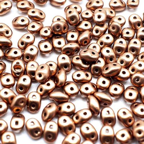 10g Czech glass Rulla beads mat met. bronze copper — two-hole beads for jewelry making and bead weaving