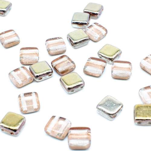 6mm Czech glass glass beads apollo gold — pack of 25, high-quality two-hole beads ideal for jewelry making, bead weaving, and crafts