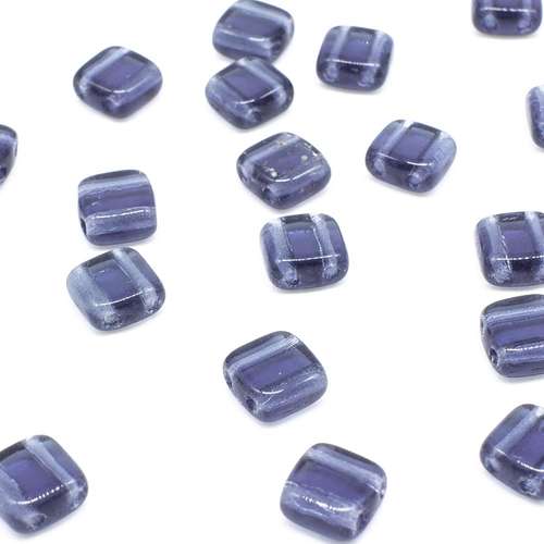 6mm Czech glass glass beads montana blue — pack of 25, high-quality two-hole beads ideal for jewelry making, bead weaving, and crafts