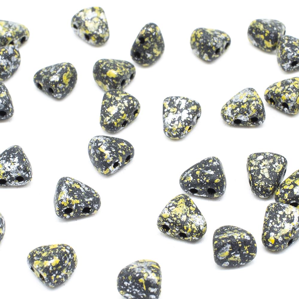 Czech glass Rulla beads bit czech glass beads 30pcs - tweedy yellow — two-hole beads for jewelry making and bead weaving