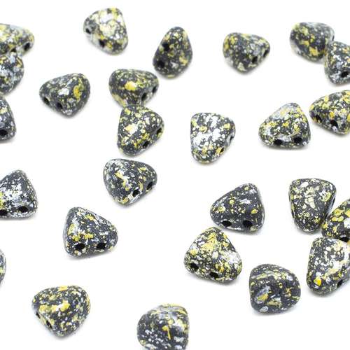 Czech glass Rulla beads bit czech glass beads 30pcs - tweedy yellow — two-hole beads for jewelry making and bead weaving