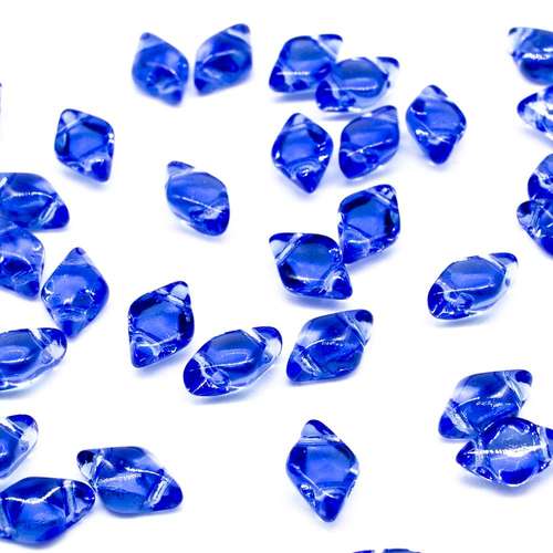 8x5mm 10g Czech glass Rulla beads sapphire — two-hole beads for jewelry making and bead weaving