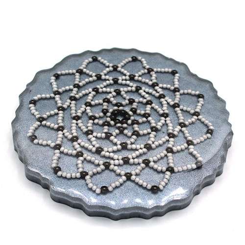 Beaded Mandala silver black jewelry making kit — DIY set with beads and instructions for creating handmade jewelry