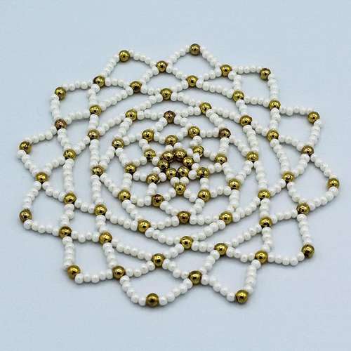 Beaded Mandala ivory gold jewelry making kit — DIY set with beads and instructions for creating handmade jewelry