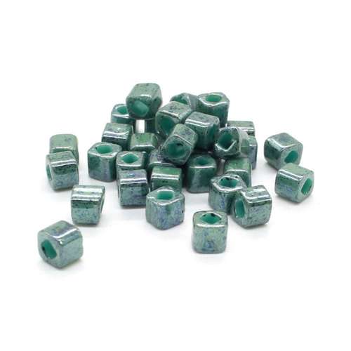 Toho Cubes 4mm 10g - Marbled Opaque Turquoise/Blue