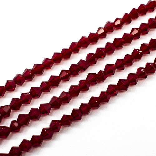 3mm crystal bicone beads ruby red — faceted for jewelry making and beadwork