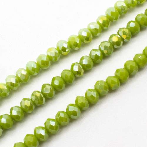 4mm crystal beads opal lime green, pack of 130 — faceted for jewelry making and beadwork