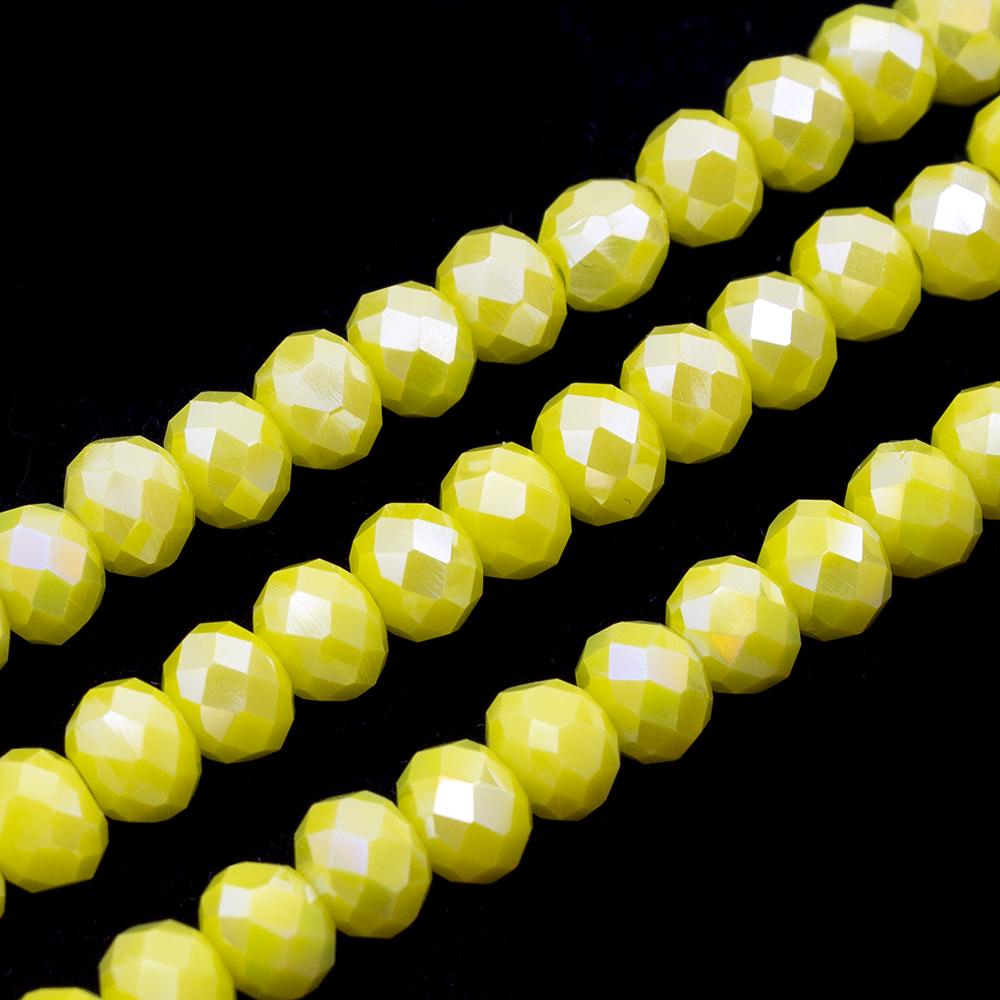 6mm crystal beads opaque yellow ab, pack of 100 — AB finish, faceted for jewelry making and beadwork