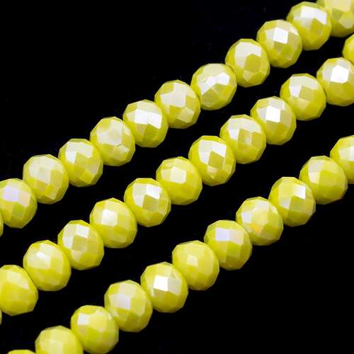 6mm crystal beads opaque yellow ab, pack of 100 — AB finish, faceted for jewelry making and beadwork