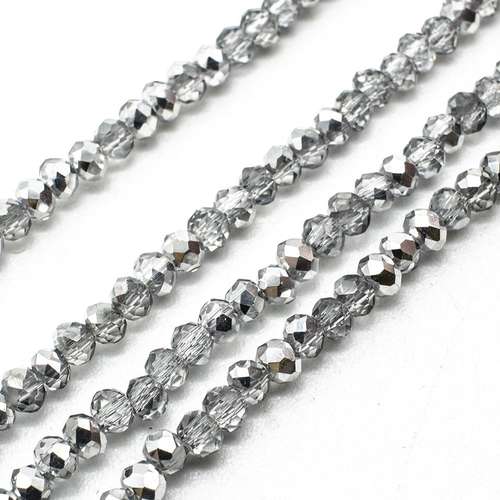 3mm crystal beads half silver plate 150pc — plated finish, ideal for jewelry making and beadwork