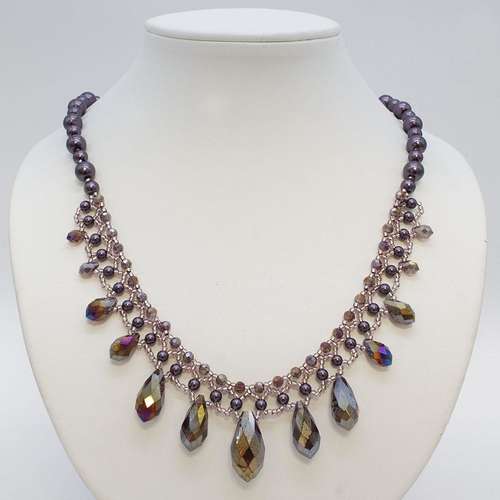 Crystal Drop Netted Necklace grape necklace making kit — DIY set with beads and instructions for creating handmade jewelry