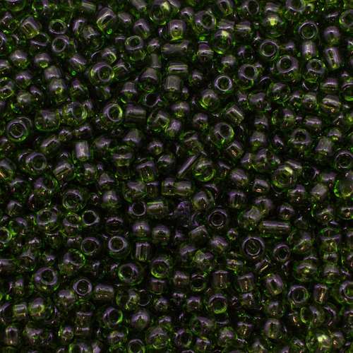 size 8 FGB glass seed beads transparent dark peridot — 50g pack, ideal for bead weaving, embroidery, and jewelry making