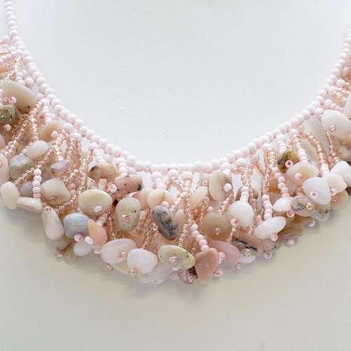 Coralling Necklace Makes 4 pink opal necklace making kit — DIY set with beads and instructions for creating handmade jewelry