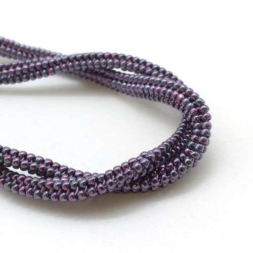 Herringbone Seed Bead Necklace amethyst gunmetal necklace making kit — DIY set with beads and instructions for creating handmade jewelry