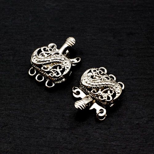 Filigree Box Clasp 19x14 Platinum colour