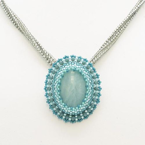 Encased Gemstone Cabochon Kit amazonite jewelry making kit — DIY set with beads and instructions for creating handmade jewelry