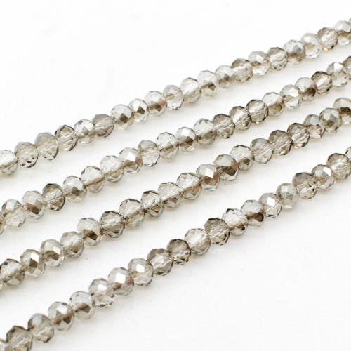 3.5mm crystal beads silver dust 130pc — plated finish, ideal for jewelry making and beadwork