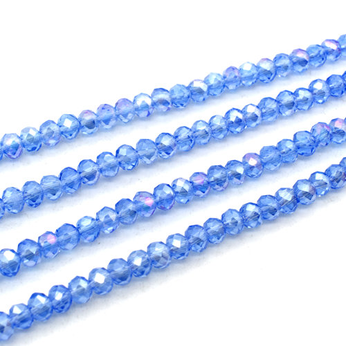 3.5mm crystal beads blue ab, pack of 150 — AB finish, faceted for jewelry making and beadwork