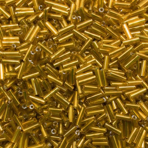 Bugle Beads 6mm - Silver Lined Yellow 100g