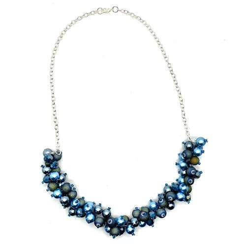 Popcorn Jewellery with Druzy Glass teal blue jewelry making kit — DIY set with beads and instructions for creating handmade jewelry