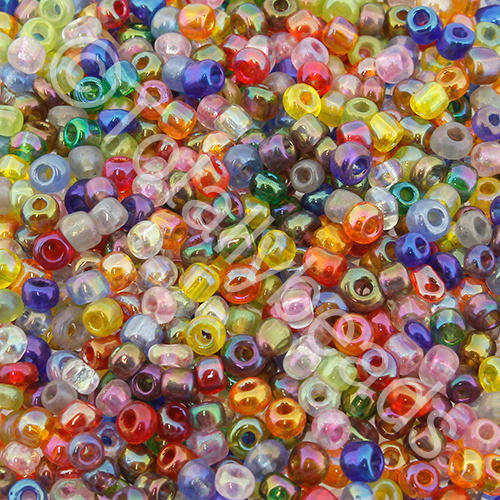 Seed Beads Transparent Rainbow Mixed - Size 8 100g