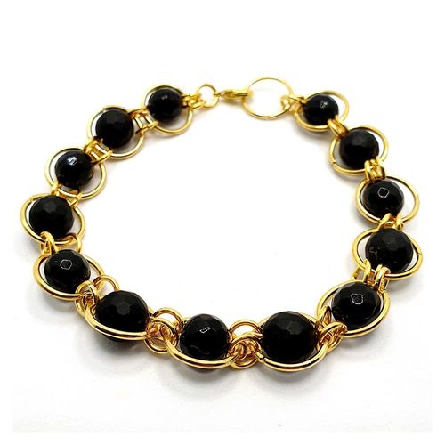 Chain Maille Syn. Onyx Beads Bracelet Makes 3 bracelet making kit — DIY set with beads and instructions for creating handmade jewelry